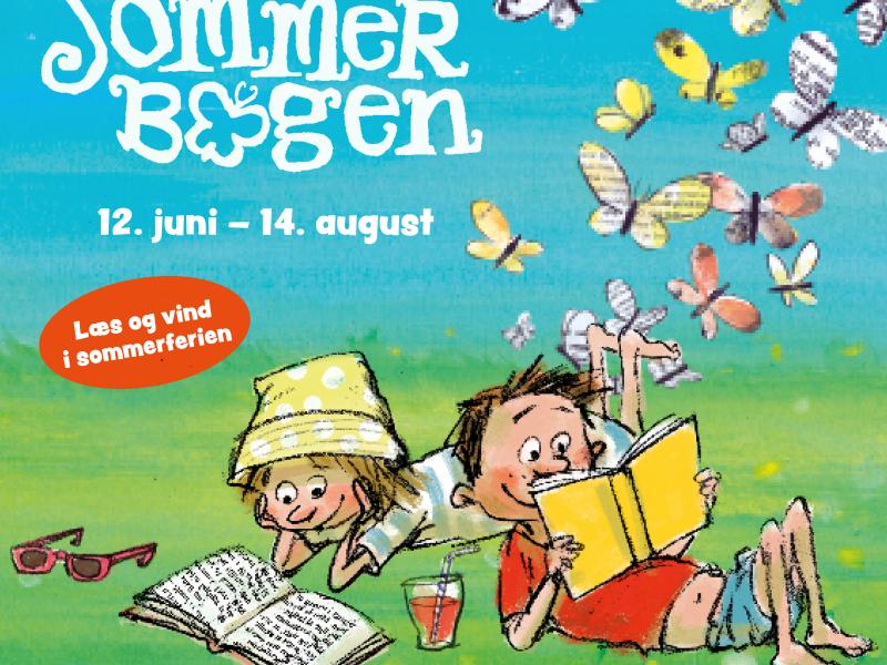 Tegning af 2 børn, der ligger og læser