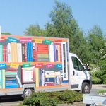 Langeland Biblioteks bogbil ved brugsen i Tullebølle